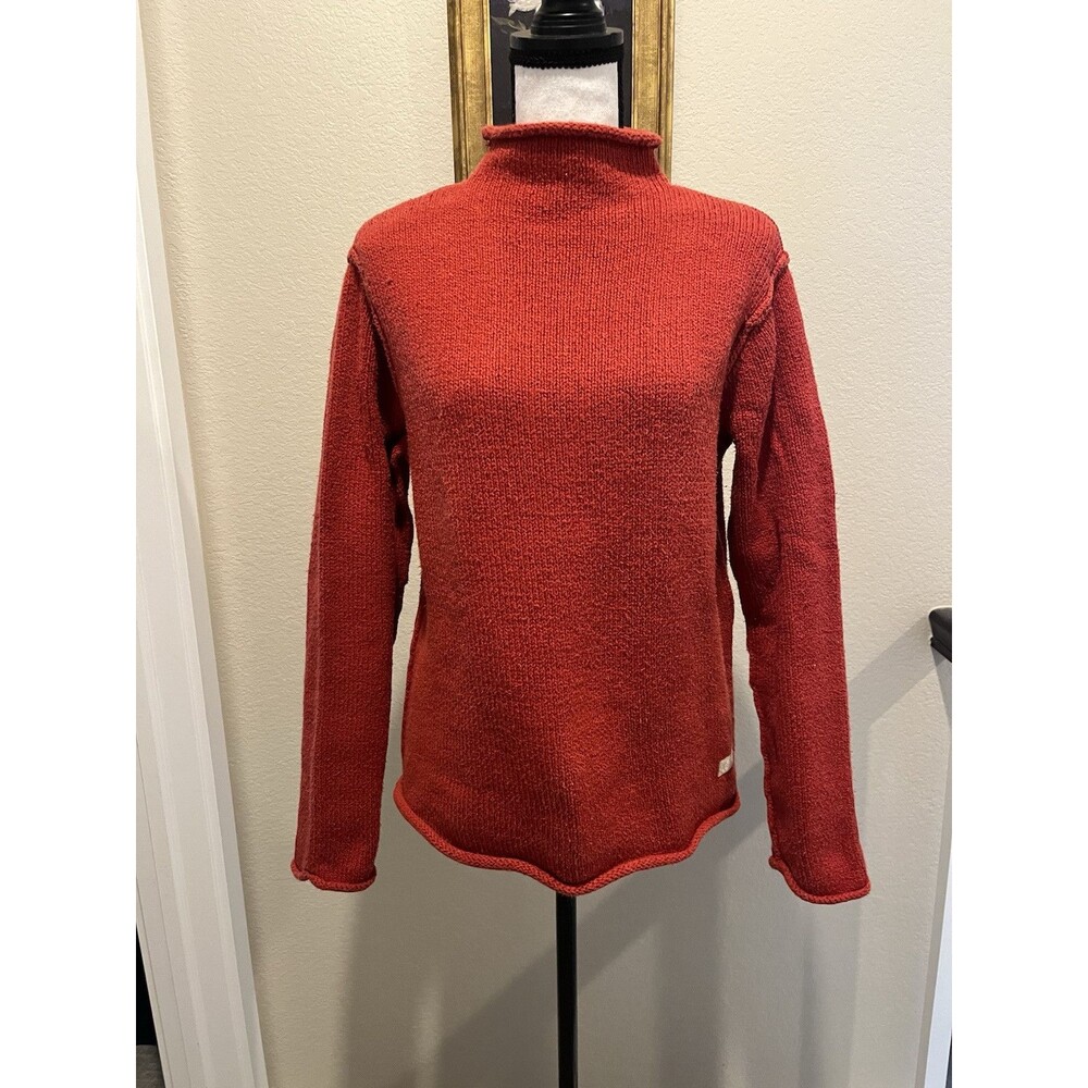 Calvin Klein Vintage Turtleneck Knit Sweater Large 100% Cotton Rolled Hem